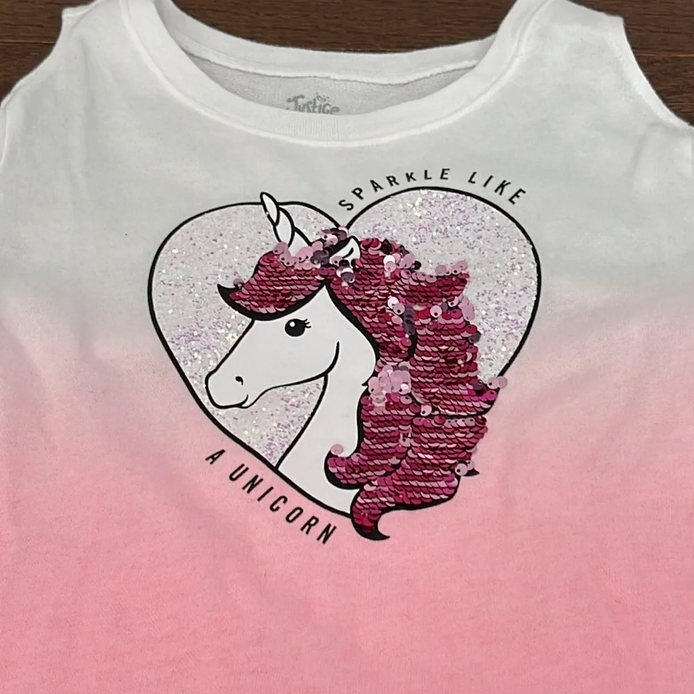 JUSTICE Girls Cold Shoulder Unicorn Sweatshirt Size 10
